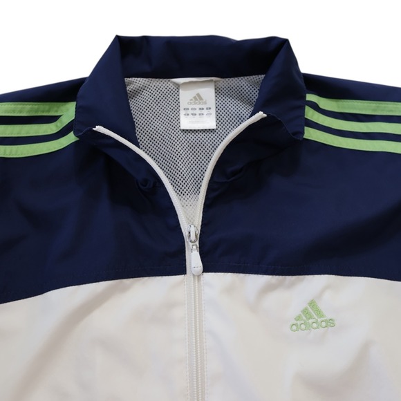 adidas Other - Adidas Vintage 2005 Men White Navy Blue Lime Green Windbreaker Jacket 525316